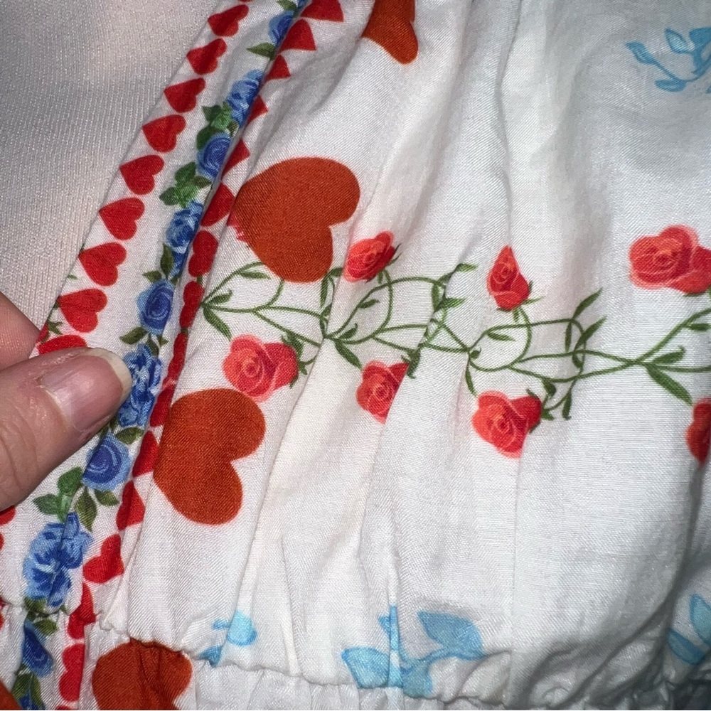 Eddy Isle Top Alfie White Heart Rose Cotton Blouse - Women’s Size Small - Picture 12 of 15